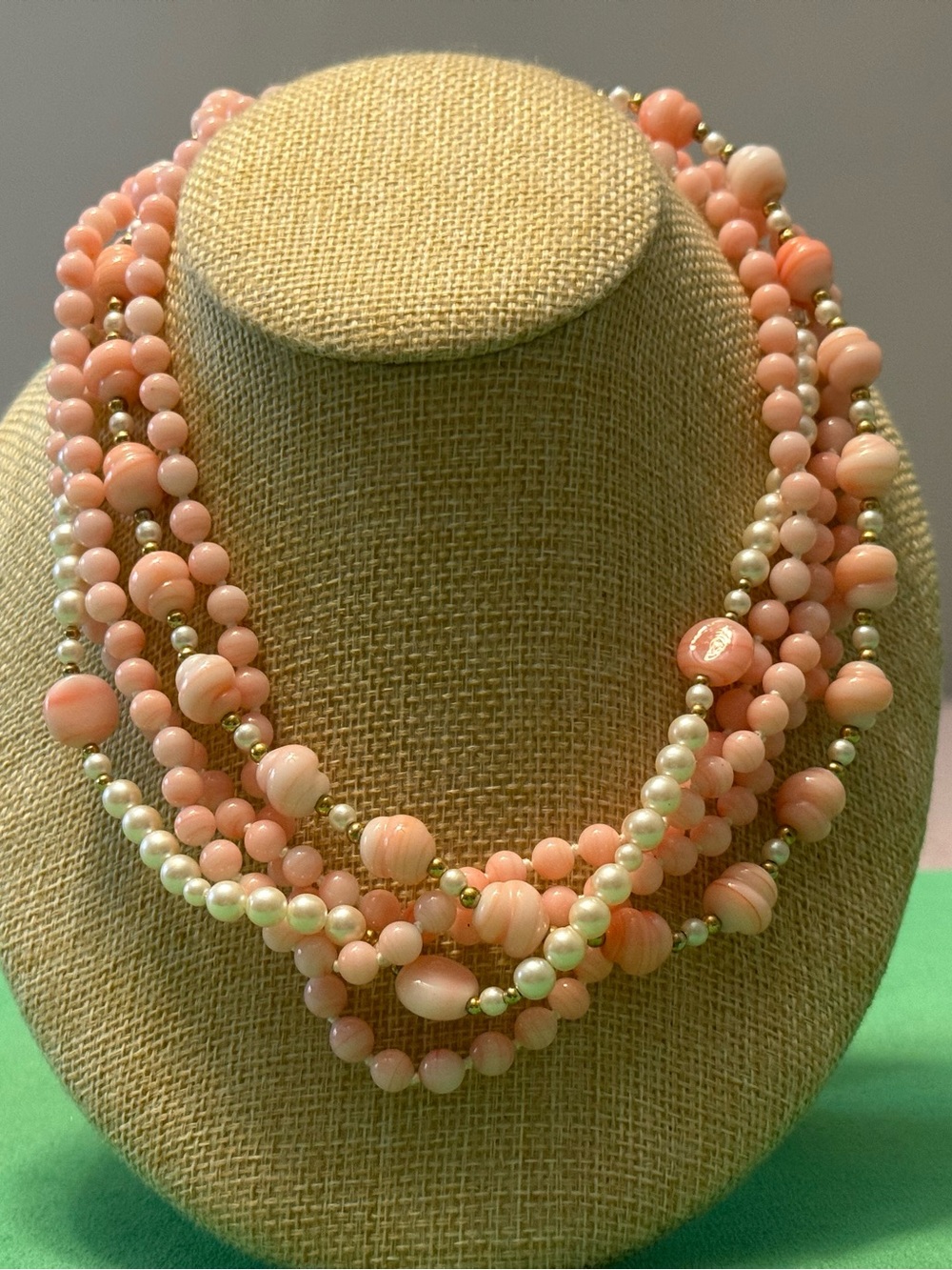Multi-Strand Pink Bead Pink Necklace - Elegant Women's Jewelry